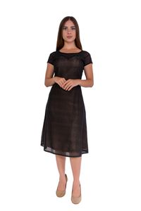 Vestido Tule Geométrico c/Bordado no Decote