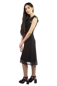 Vestido Tule Aplicação Flores Folhas