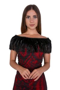 Vestido Renda c/Pena no Decote