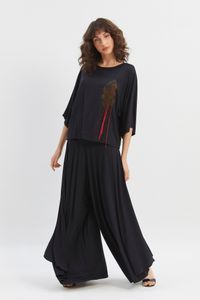 Blusa malha aplic linha lateral