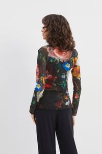 Blusa tule segunda pele manga longa rosa chitão