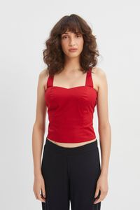 Regata cropped com recorte vermelho