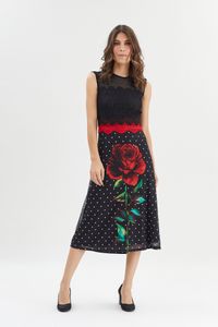 Vestido tule rosa poa & renda curto