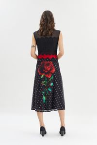 Vestido tule rosa poa & renda curto