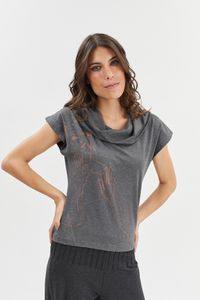Blusa gola role de malha cinza