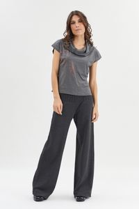 Blusa gola role de malha cinza