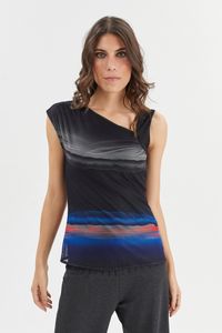Blusa ombro franzido Céu Azul e Vermelho