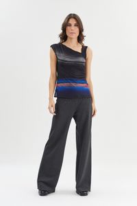 Blusa ombro franzido Céu Azul e Vermelho