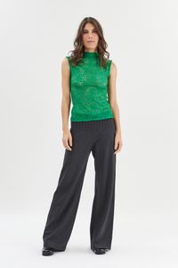 Blusa renda verde gola alta