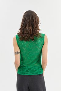 Blusa renda verde gola alta