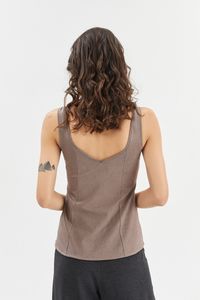 Regata com recorte silk mulheres egochile marrom