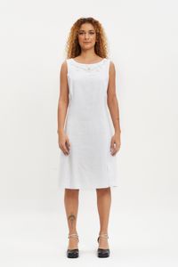 Vestido bordado decote reto branco