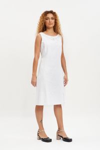 Vestido bordado decote reto branco