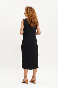 Vestido malha plissada com sutacho preto