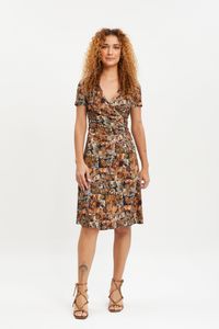 Vestido malha transpassado onça