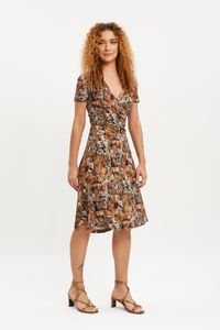 Vestido malha transpassado onça