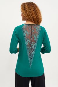 Blusa malha detalhe renda costas verde