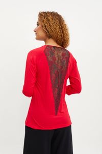 Blusa malha detalhe renda costas vermelho