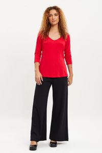 Blusa malha detalhe renda costas vermelho