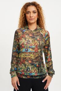 Blusa tule com pé de gola jardim das delícias
