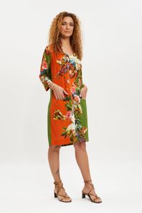 Vestido viscose com bolso floral listral preto