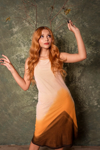 Vestido tule tie dye laranja