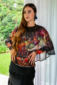 Poncho Tule Estampado Jan Brueghel