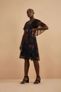 Vestido Decote Quadrado C/ Bolero Costas
