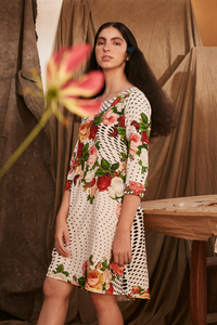 Vestido Chemise Rosas Vintage