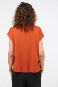 Blusa Malha Bolso Frente laranja