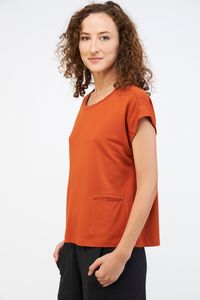 Blusa Malha Bolso Frente laranja