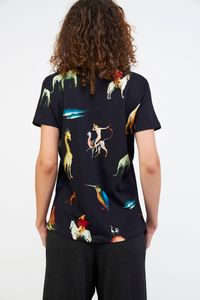 Blusa Baby Look C/Bolso Animais Bosh Preto