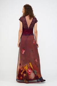 Vestido Longo Renda E Tule pássaro