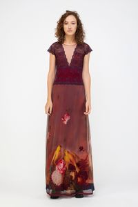 Vestido Longo Renda E Tule pássaro