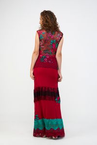 Vestido Longo Tule Com Mix De Rendas