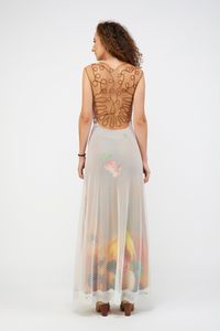 Vestido Longo Tule Com Sutacho Costas branco