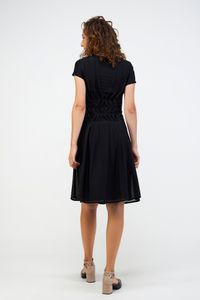 Vestido Tule Pregas Costas preto