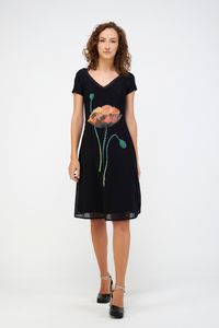 Vestido Tule Pregas Costas preto