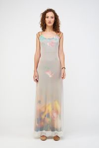 Vestido Longo Tule Com Sutacho Costas branco