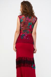 Vestido Longo Tule Com Mix De Rendas