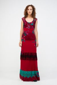 Vestido Longo Tule Com Mix De Rendas