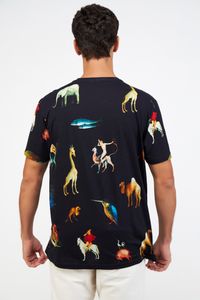 Blusa Malha Decote Redondo Estampa Animais Bosch Preto