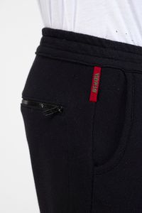 Calca Moletom Com Bolso E Botão Preto