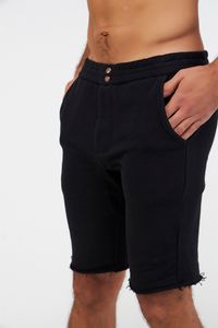 Bermuda moletom preta Com Bolso E Botão