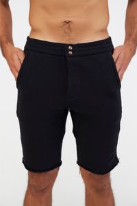 Bermuda moletom preta Com Bolso E Botão