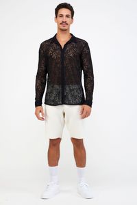 Camisa de renda preta sem forro