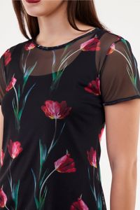 Blusa Tule Segunda Pele Manga curta Tulipas