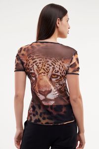 Blusa Tule Segunda Pele Manga curta Onça Real