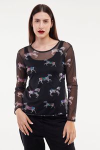 Blusa tule Segunda pele Manga Longa carrossel