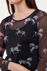 Blusa tule Segunda pele Manga Longa carrossel